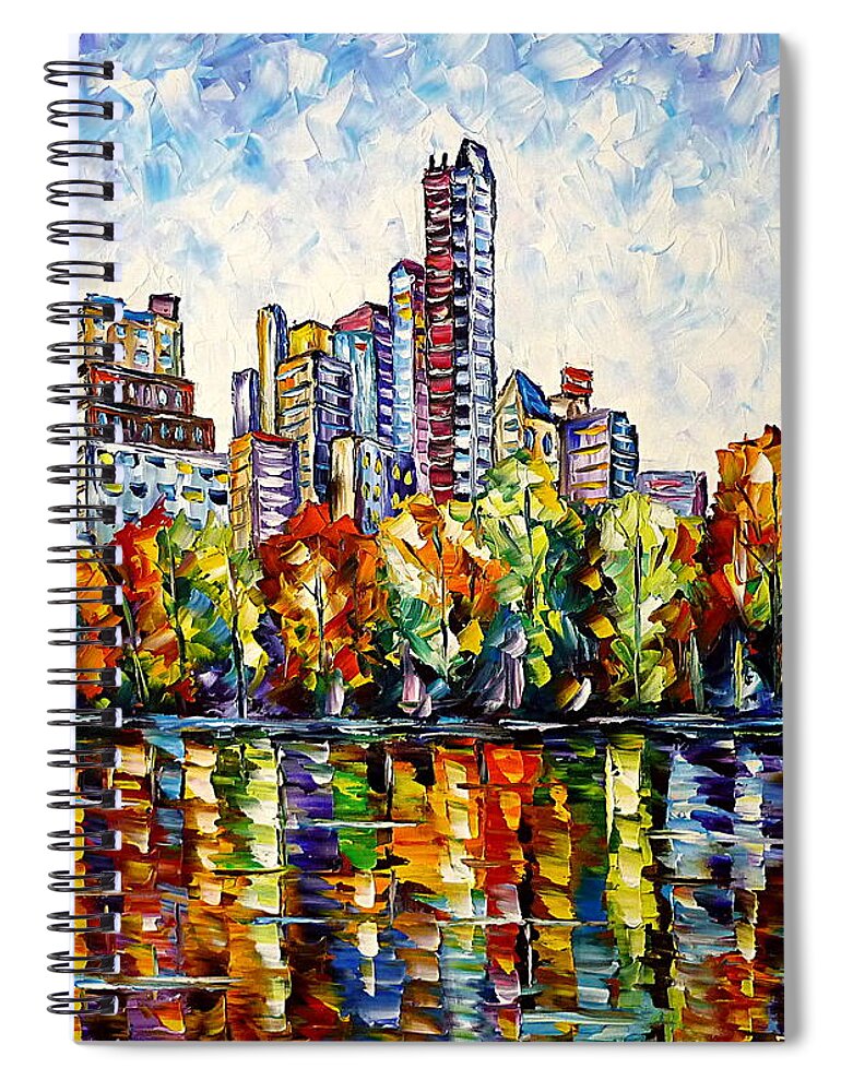 Colorful Cityscape Spiral Notebook featuring the painting Indian Summer In The Central Park by Mirek Kuzniar