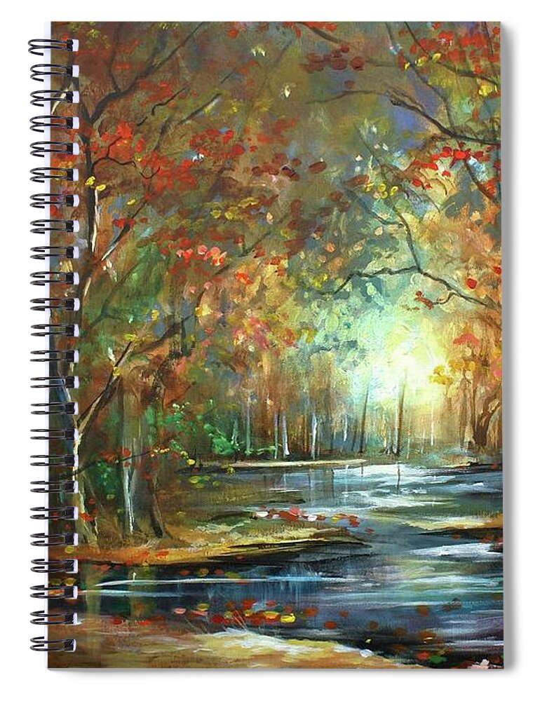 Landscape Spiral Notebook featuring the painting Indian Summer by Michael Lang