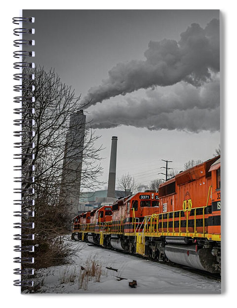 Railroad Spiral Notebook featuring the photograph Indiana Southern IPL load arrives at Petersburg Generating Station by Jim Pearson