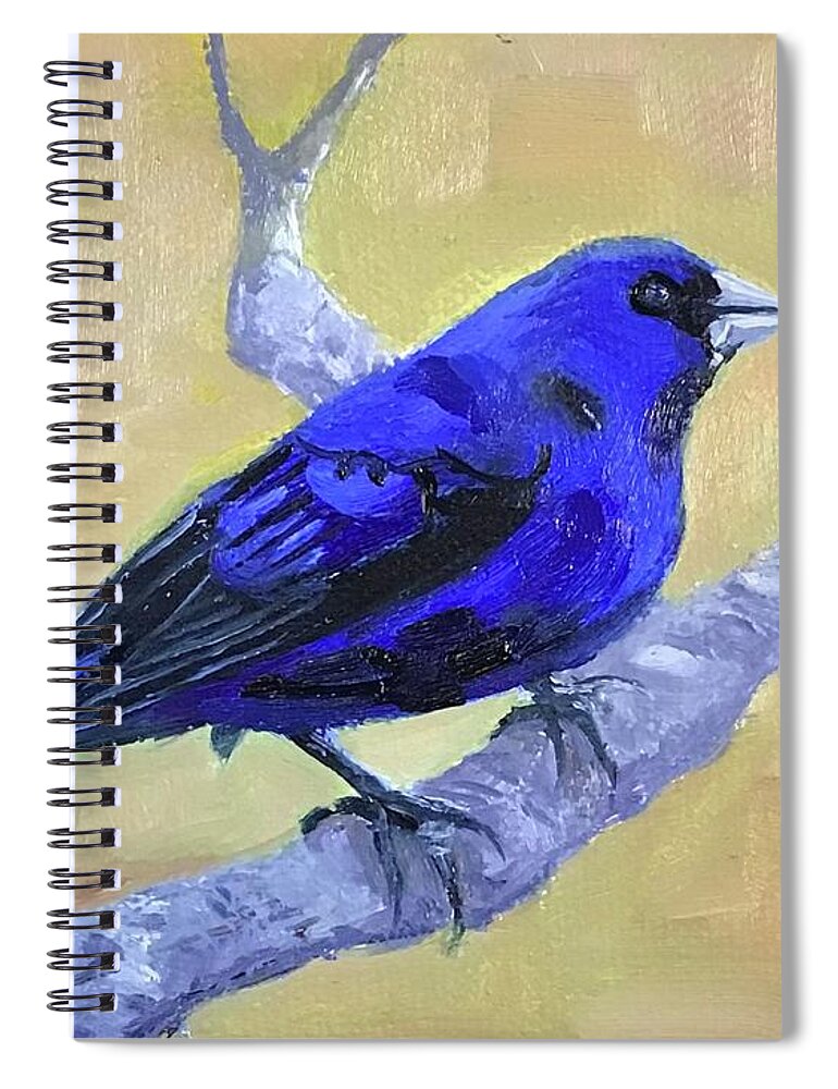 Bird Spiral Notebook featuring the painting Indigo Bunting by Anne Marie Brown