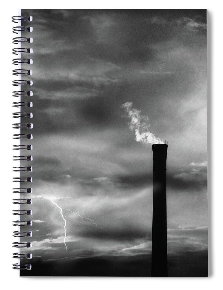 Industrial Spiral Notebook featuring the photograph Industrial Smoke Stack 2 by Bob Orsillo