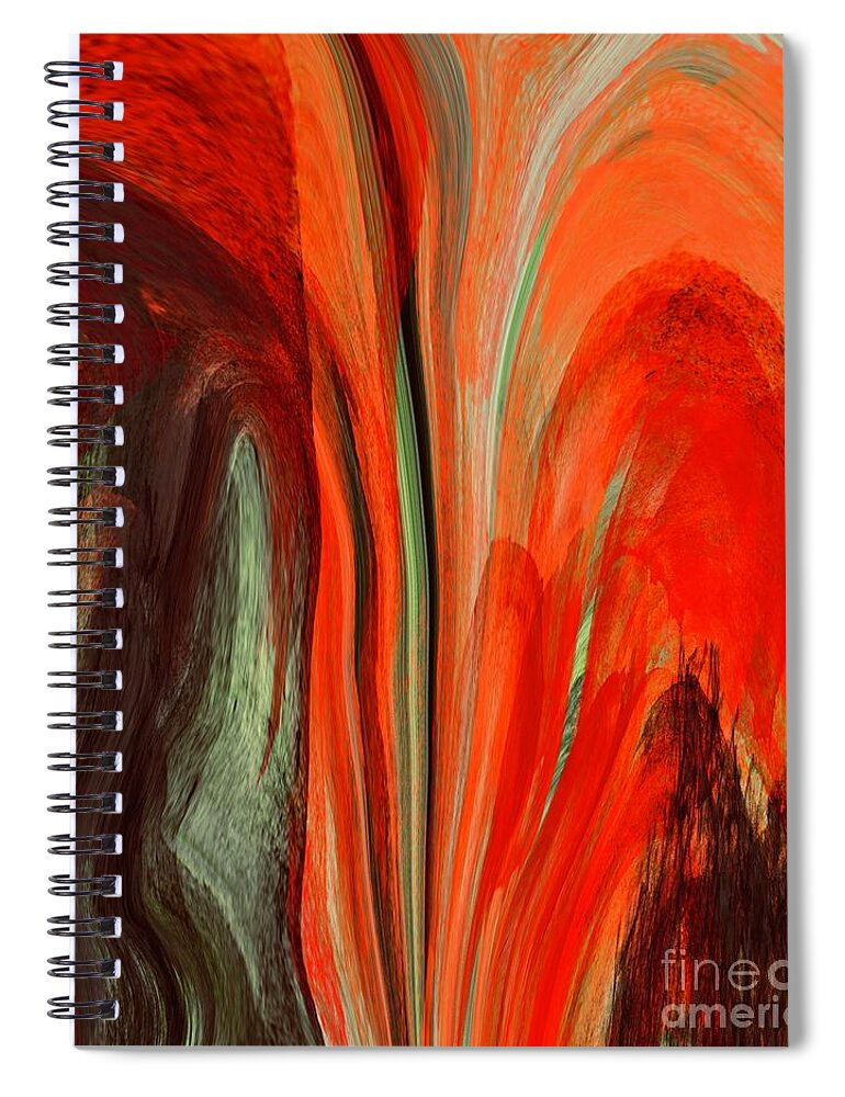 Vibrant Colourful Artwork Spiral Notebook featuring the digital art Inferno by Elaine Rose Hayward