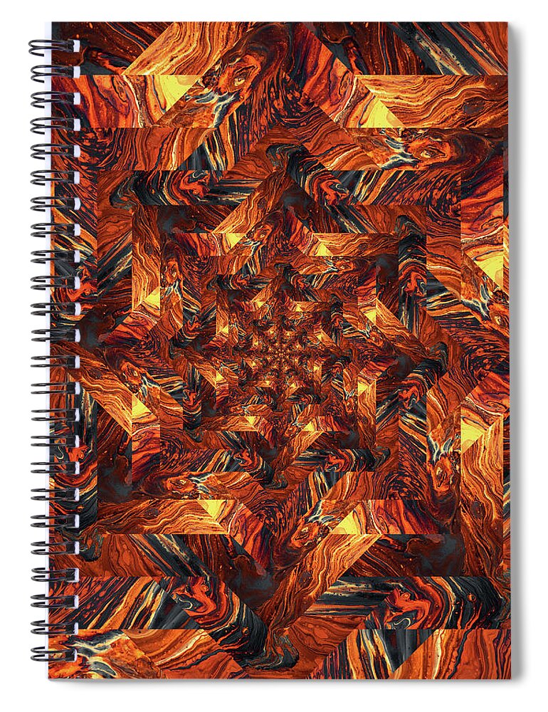 Endless Spiral Notebook featuring the digital art Infinity Tunnel Star Lava by Pelo Blanco Photo