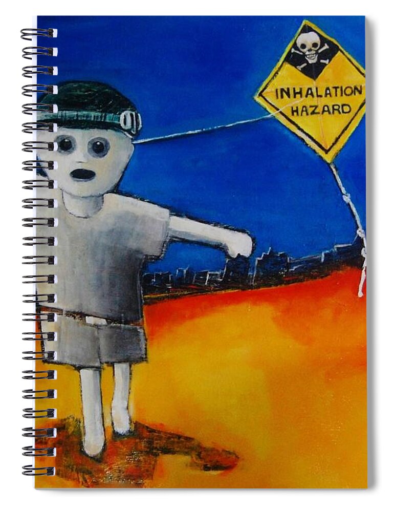 Kite Spiral Notebook featuring the painting Inhalation Hazard by Jean Cormier