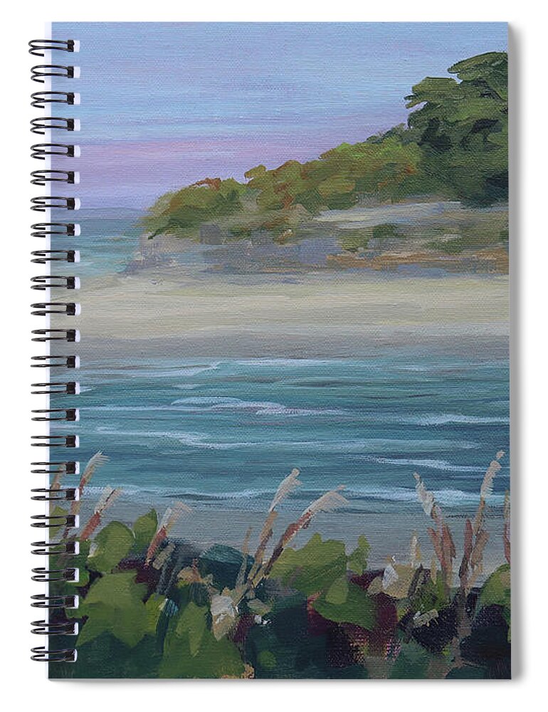 Oregon Spiral Notebook featuring the painting Inlet - Oregon Coast Painting by Karen Ilari