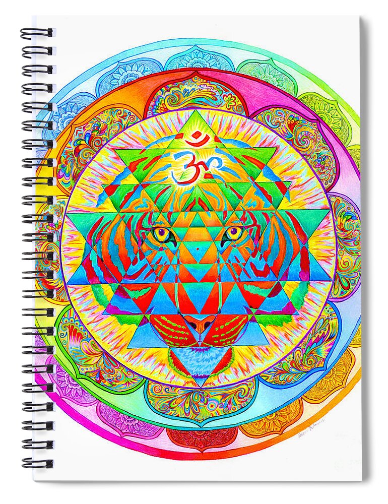 Psychedelic Spiral Notebook featuring the drawing Inner Strength by Rebecca Wang