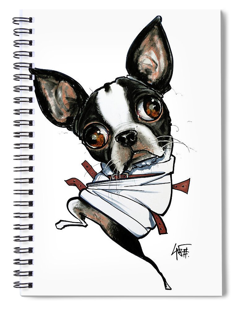 Boston Terrier Spiral Notebook featuring the drawing Insane Boston Terrier by John LaFree