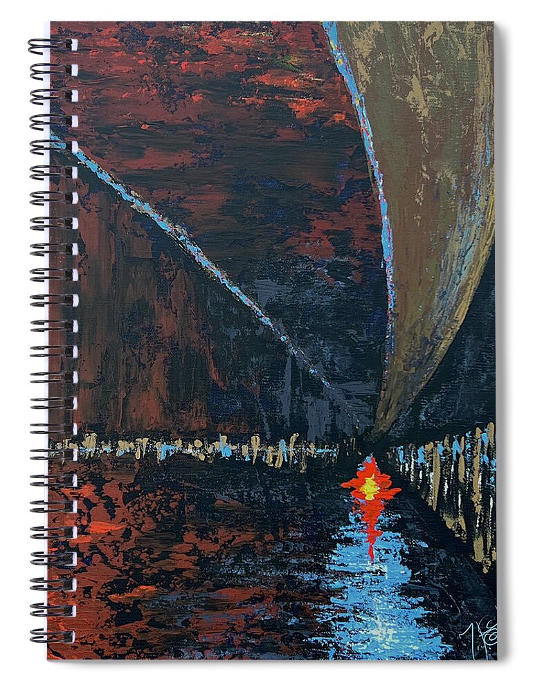 Abstract Spiral Notebook featuring the painting Inside Out by Tes Scholtz
