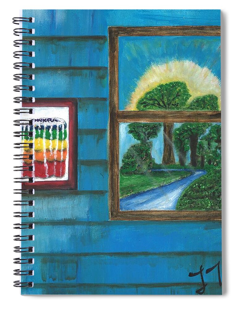 Window Spiral Notebook featuring the painting Inside Outside by Esoteric Gardens KN