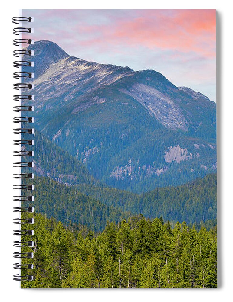 Sunrise Spiral Notebook featuring the photograph Inside Passage in Alaska overlooking the vast mountain landscape by Gunther Allen