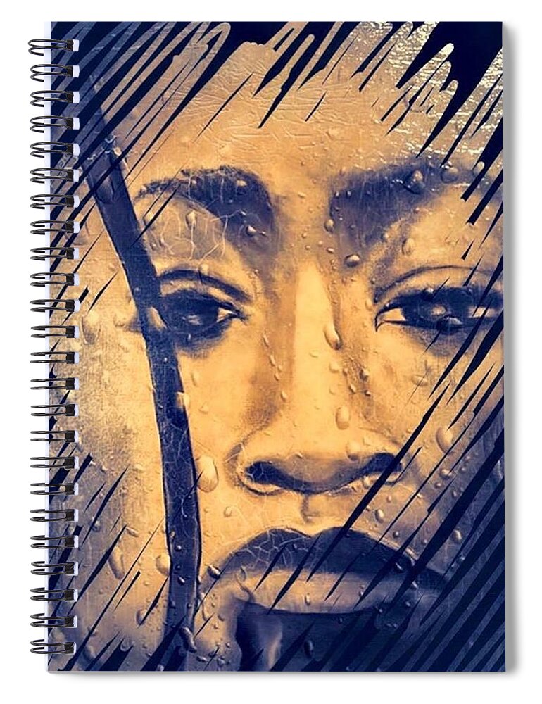  Spiral Notebook featuring the drawing Intensity by Angie ONeal