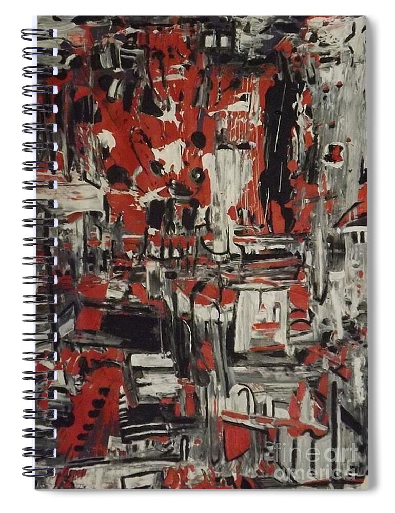 Abstract Acrylic Spiral Notebook featuring the painting Intensity by Denise Morgan