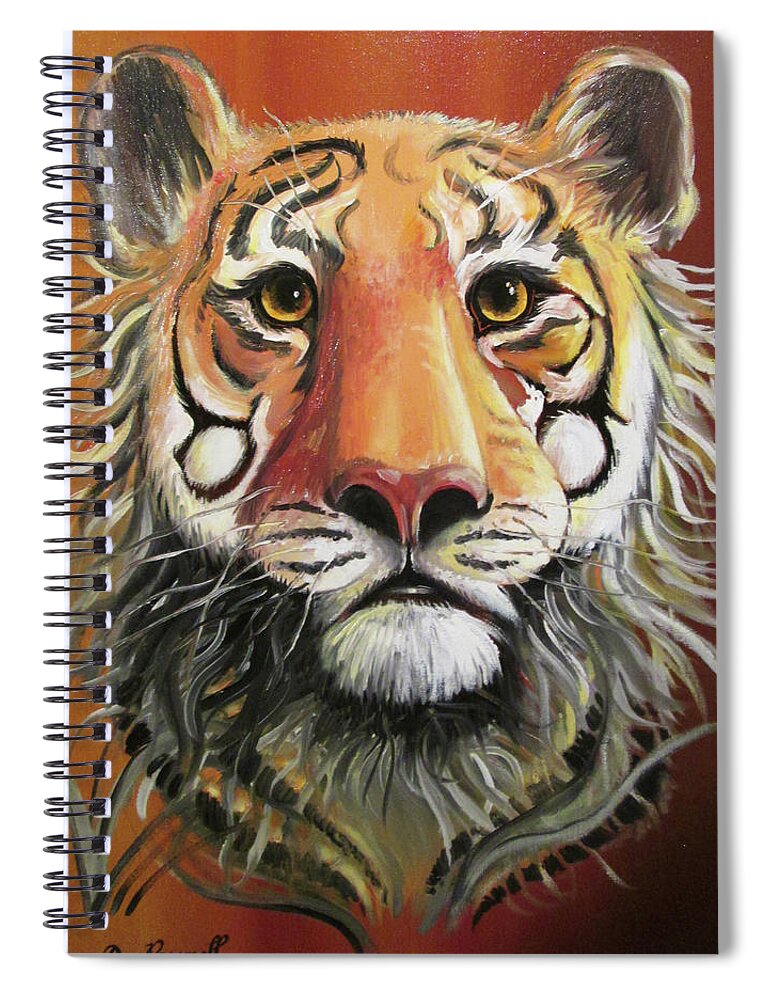 Tiger Spiral Notebook featuring the painting Intent Tiger by Donald Presnell