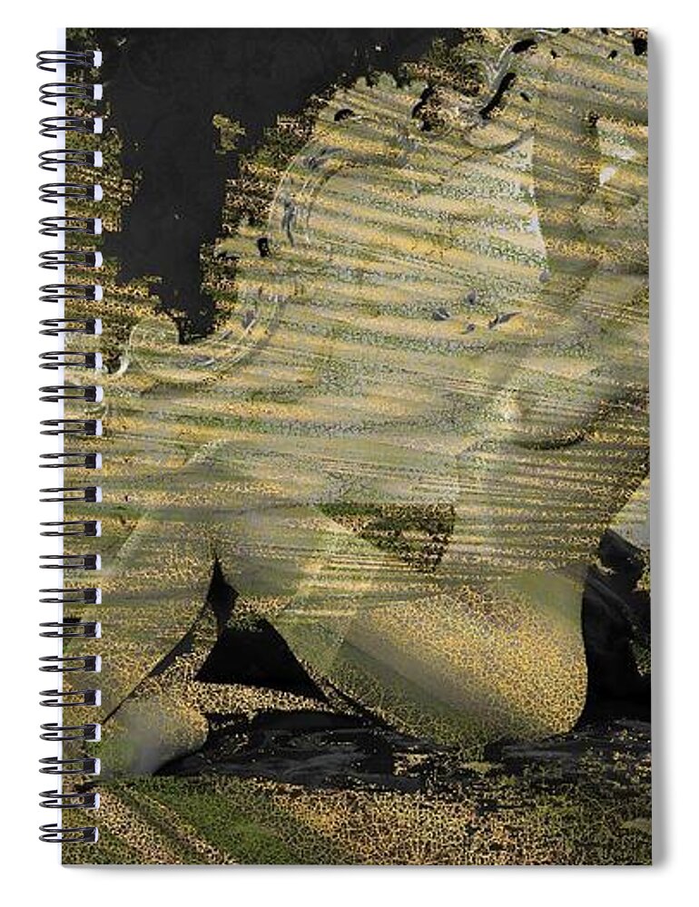 Nakedsoft Spiral Notebook featuring the digital art Intergalactic Yellow by Stephane Poirier
