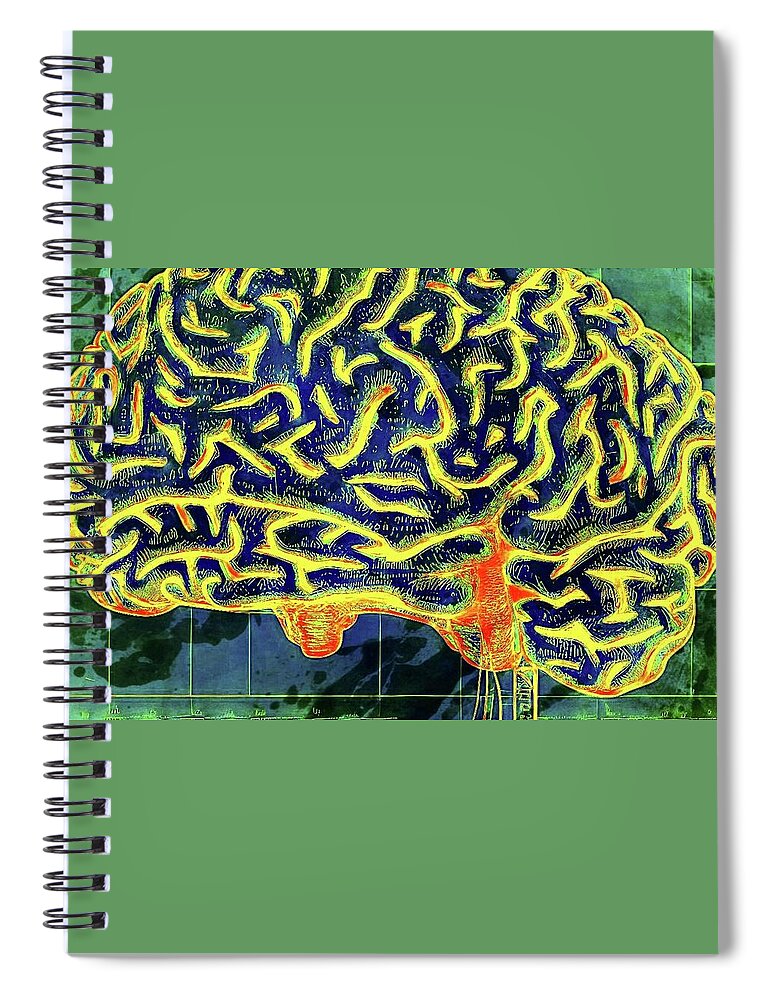 Brain Spiral Notebook featuring the digital art Into The Mind by Ally White
