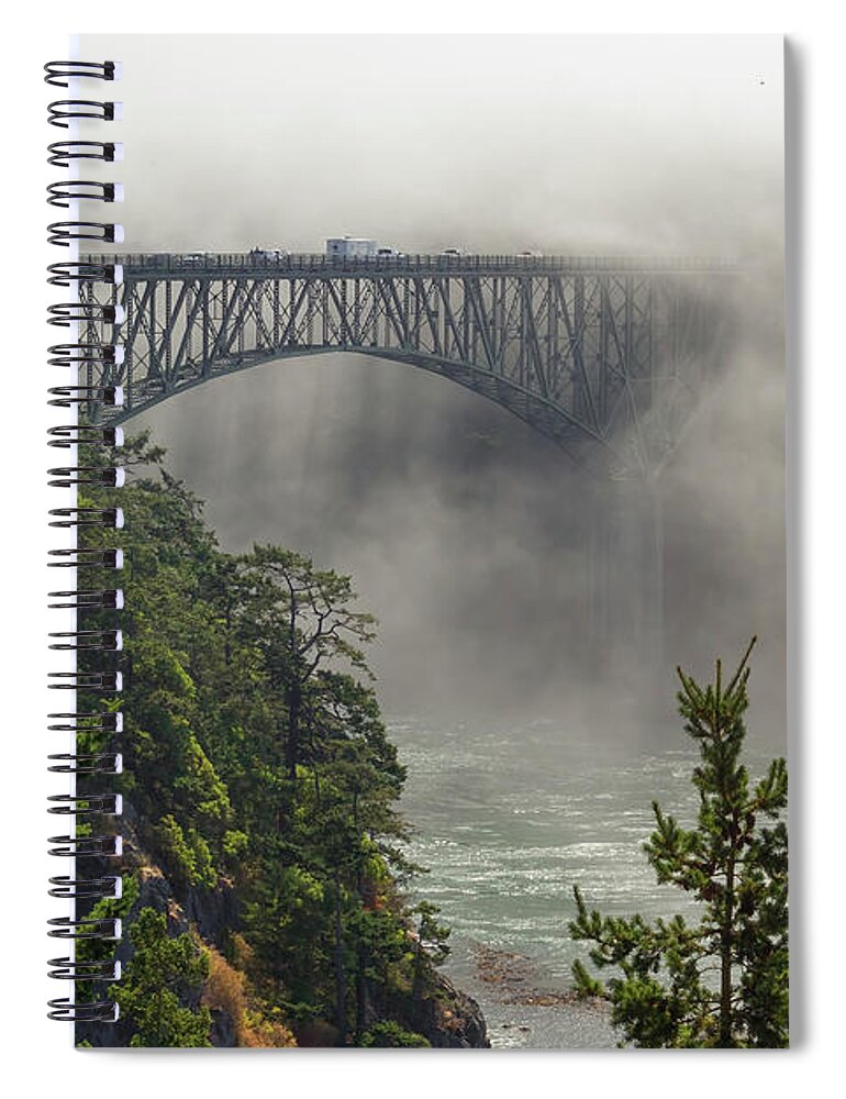 Deception Pass Spiral Notebook featuring the photograph Into The Mist by Michael Rauwolf