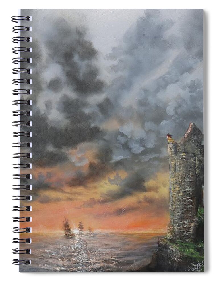 Scotland Spiral Notebook featuring the painting Into the Sun by Tom Shropshire