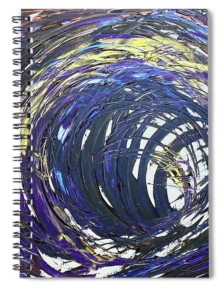 Abstract Spiral Notebook featuring the painting Into The Void Questing For Vision Flow Codes by Anjel B Hartwell