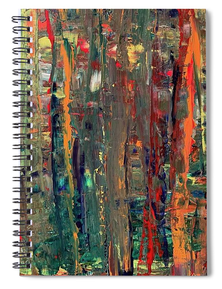 Abstract Spiral Notebook featuring the painting Into the Woods 1 by Teresa Moerer