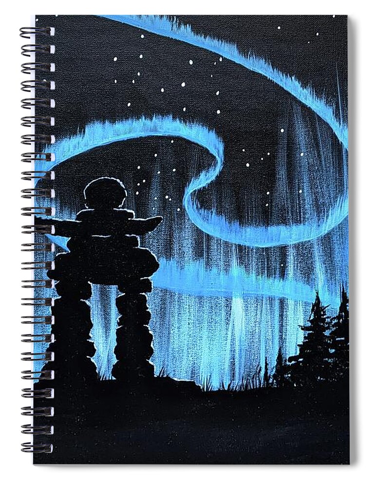 Inukshuk Spiral Notebook featuring the painting Inukshuk by Lisa Mutch