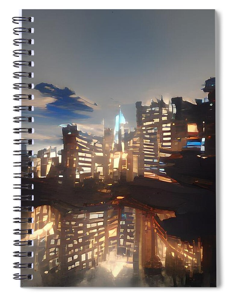  Spiral Notebook featuring the digital art Inverted City by Rod Turner