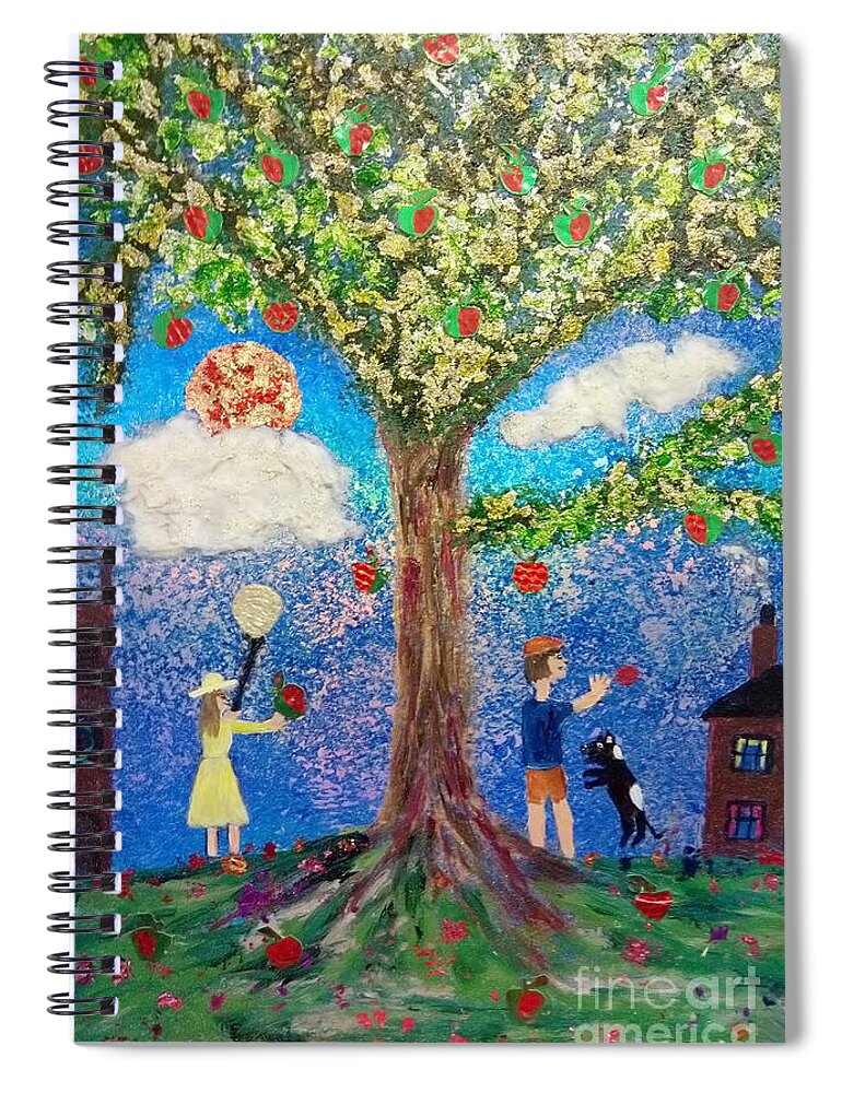 Tree Spiral Notebook featuring the mixed media Investigating Gravity by David Westwood