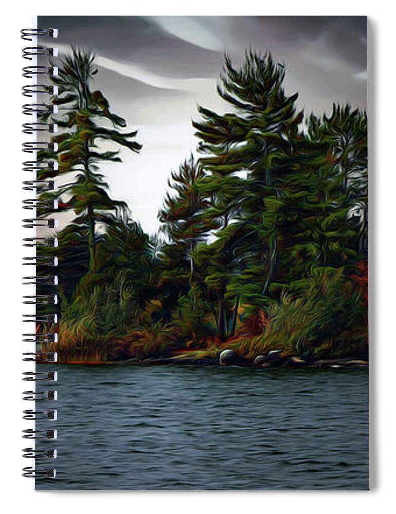 Island Spiral Notebook featuring the photograph Island at an Autumn Dusk by Hans Brakob