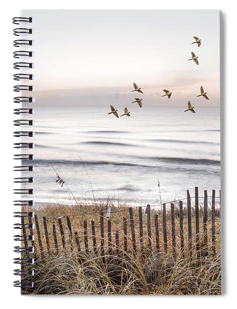 Birds Spiral Notebook featuring the photograph Island Beach Dunes Parrots by Debra and Dave Vanderlaan