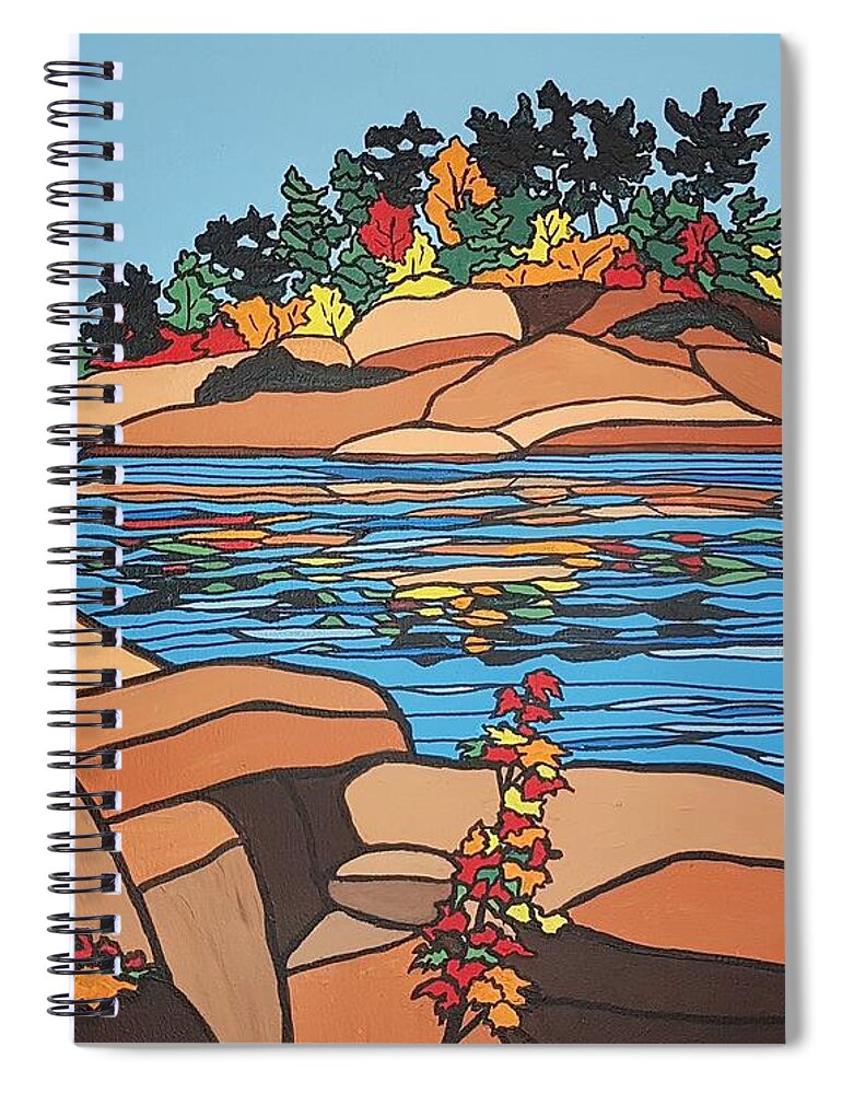 Landscape Spiral Notebook featuring the painting Island Jewel by Petra Burgmann