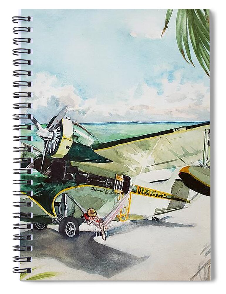 Aviation Spiral Notebook featuring the painting Island Queen by Merana Cadorette