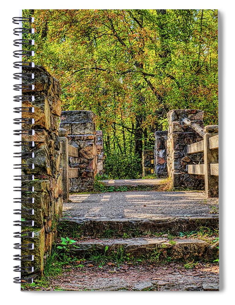 Wausau Spiral Notebook featuring the photograph Isle Of Ferns Park Stone Bridge by Dale Kauzlaric