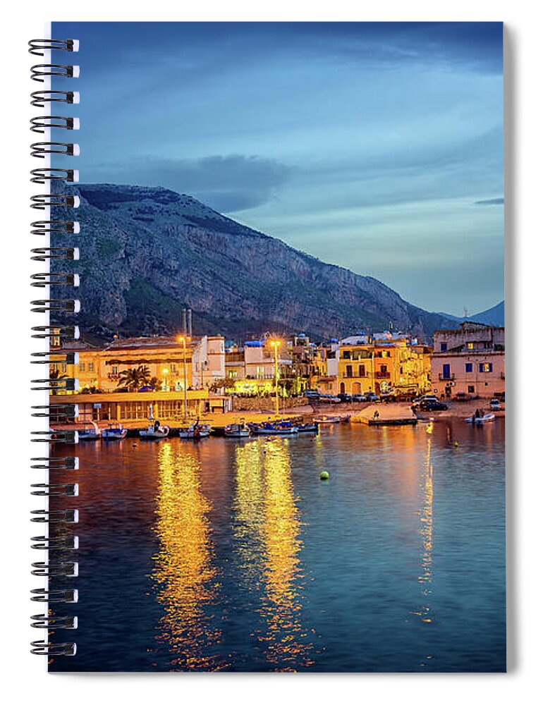 Sicily Spiral Notebook featuring the photograph Isola delle Femmine Harbour by Ian Good