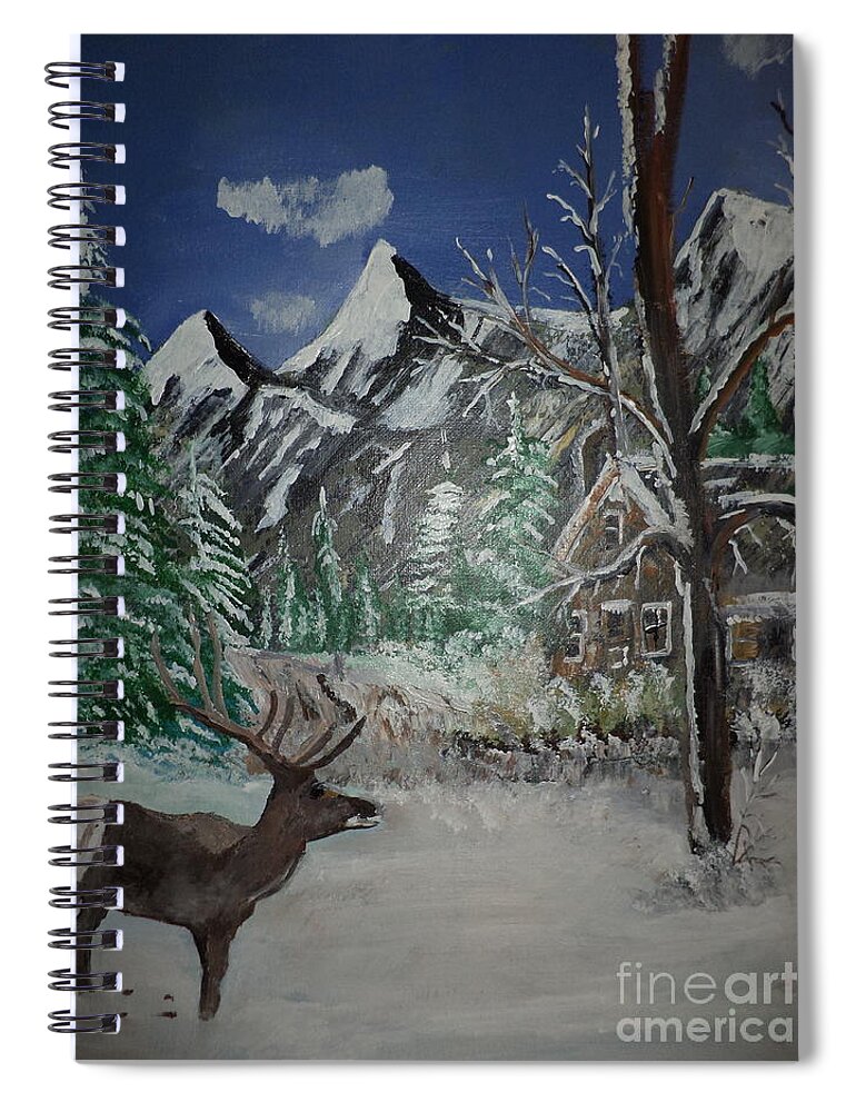 Donnsart1 Spiral Notebook featuring the painting Its Cold Anyone Home Painting # 126 by Donald Northup