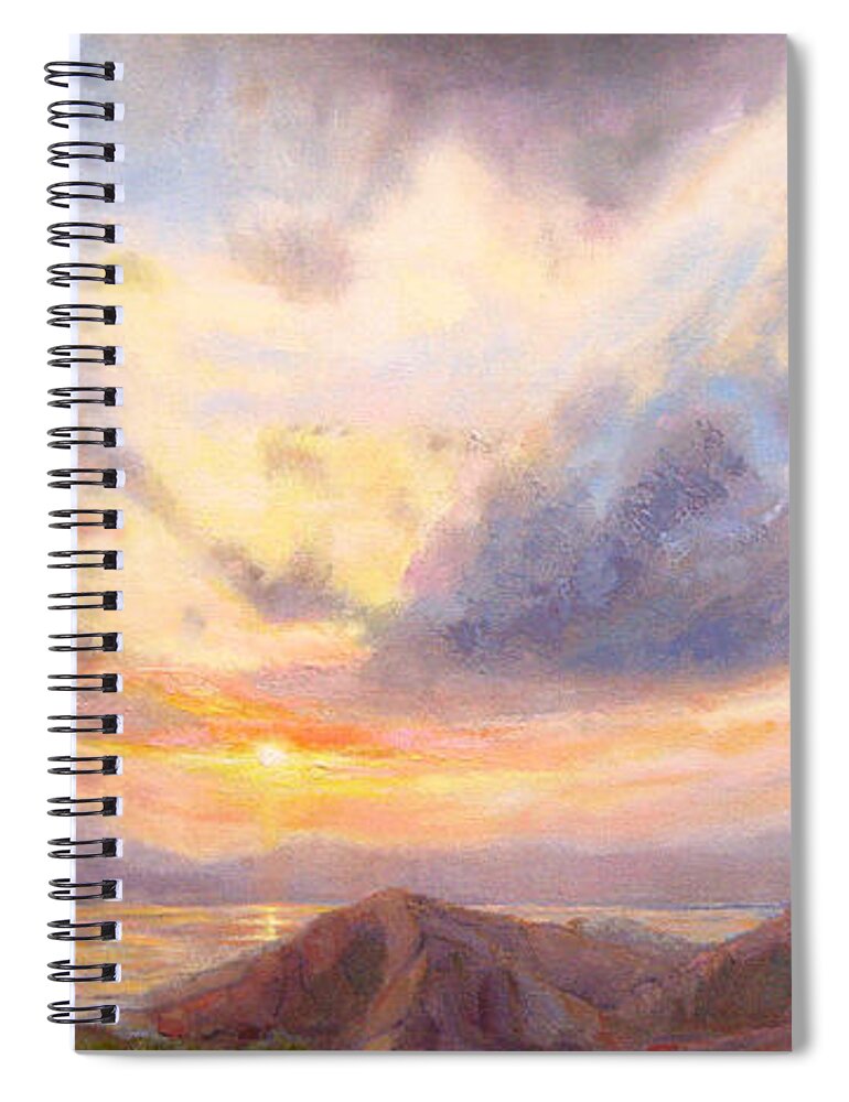 Mountain Spiral Notebook featuring the painting It's Good to Be Home by Robie Benve