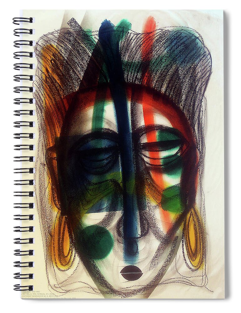 African Spiral Notebook featuring the painting It's Me I Am by Winston Saoli 1950-1995