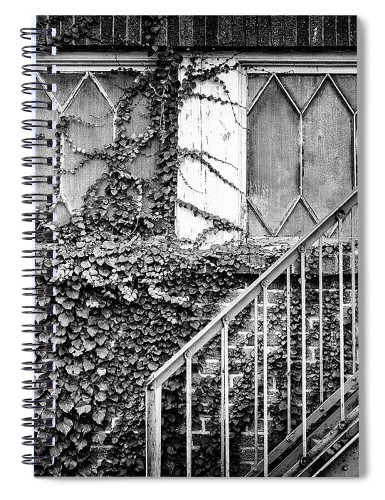  Spiral Notebook featuring the photograph Ivy, Window And Stairs by Steve Stanger