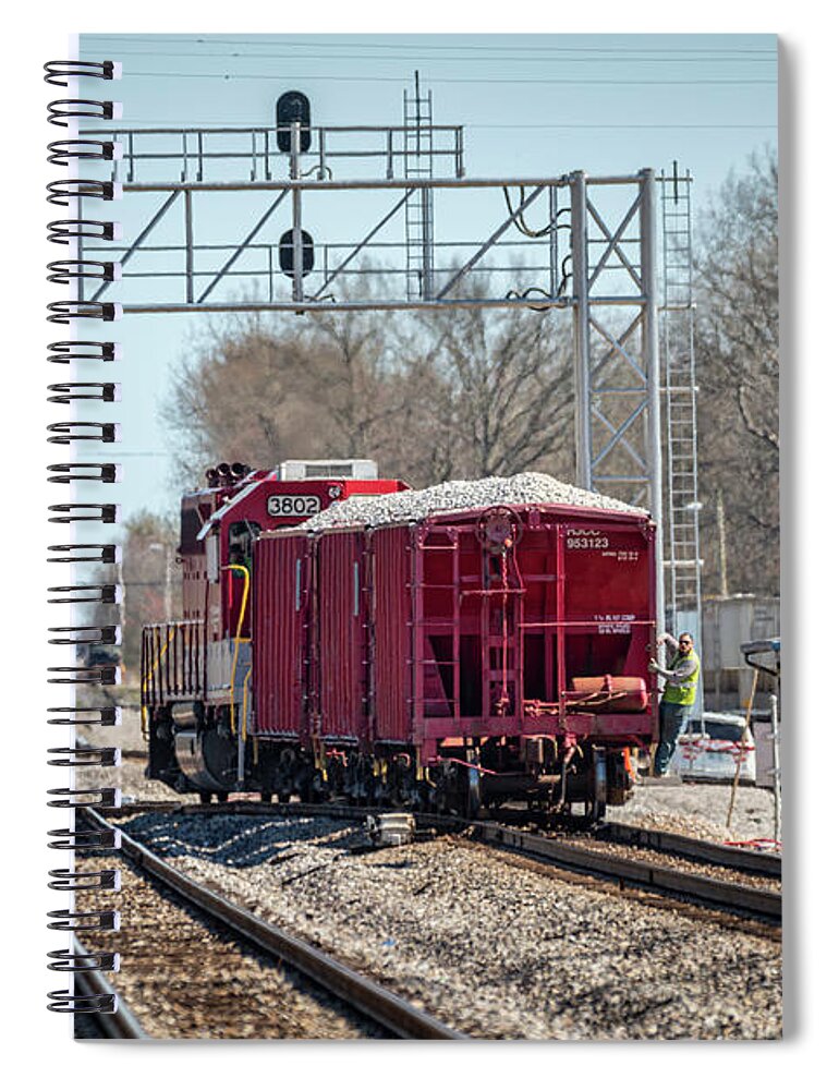 Railroad Spiral Notebook featuring the photograph J Corman at CSX Crossover Guthrie Ky by Jim Pearson