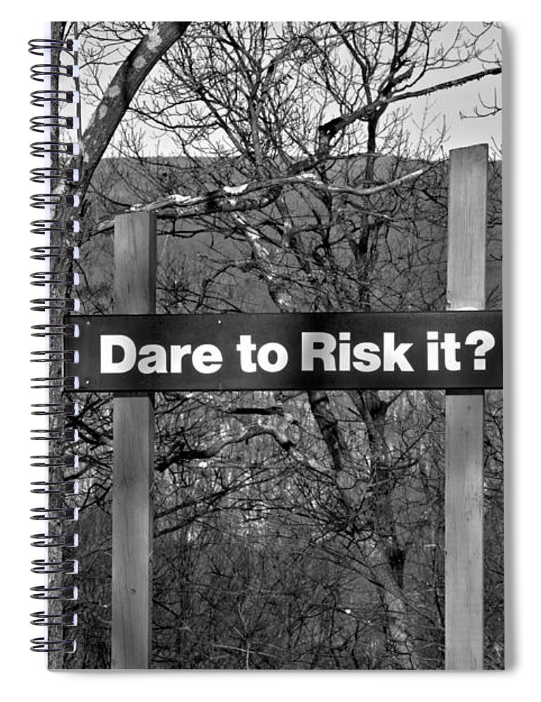 Jack Spiral Notebook featuring the photograph Jack Frost Dare To Risk It Black And White by Adam Jewell