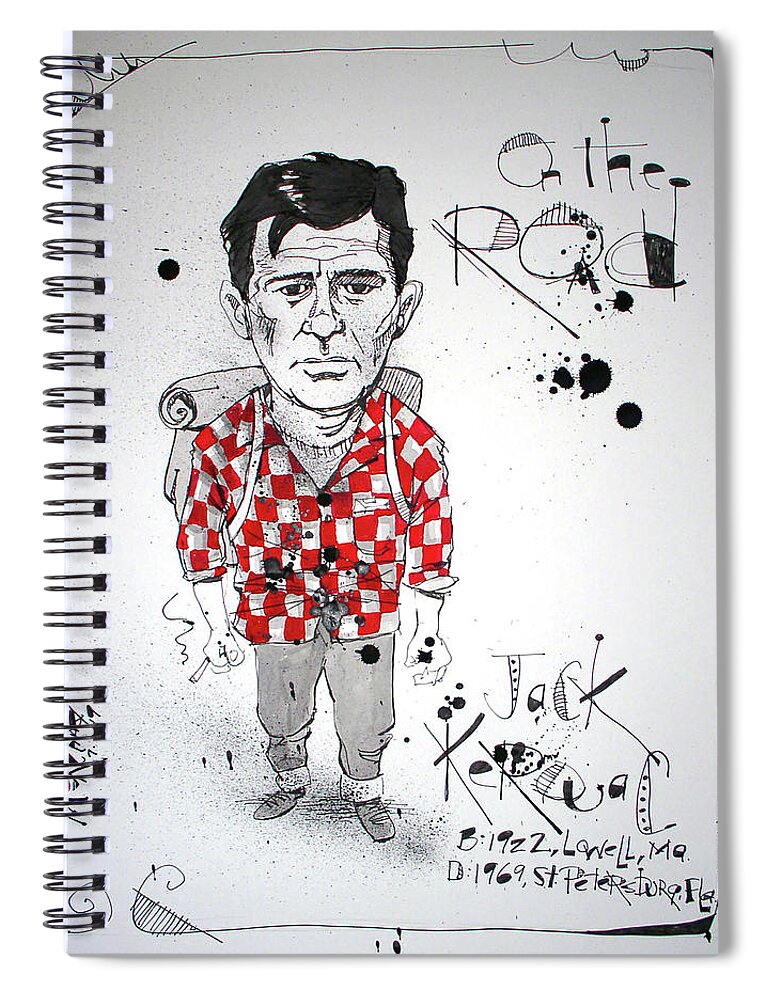  Spiral Notebook featuring the drawing Jack Kerouac by Phil Mckenney