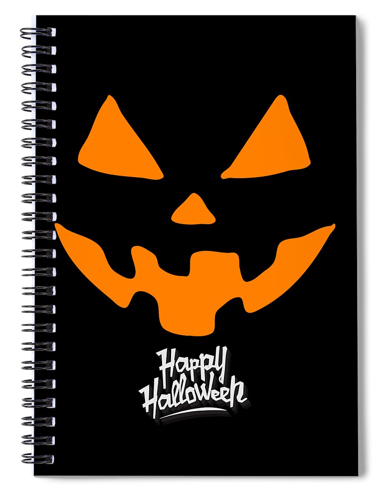 Funny Spiral Notebook featuring the digital art Jack-O-Lantern Pumpkin Happy Halloween by Flippin Sweet Gear