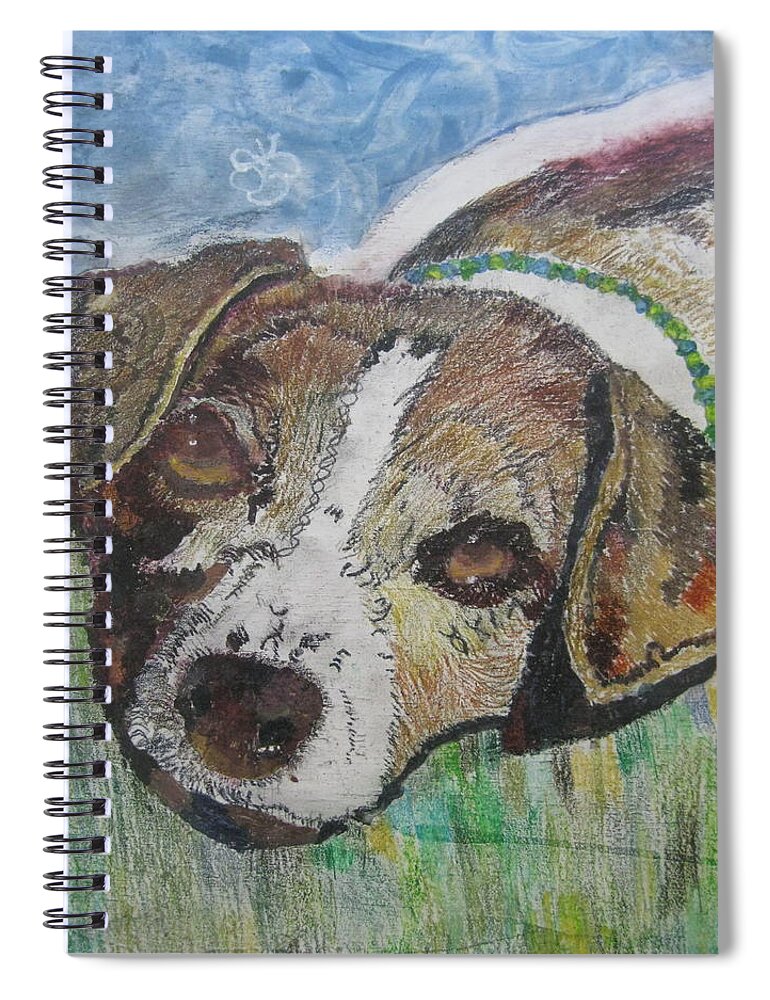 Dog Spiral Notebook featuring the painting Jack Russel dog named Dexter by AJ Brown