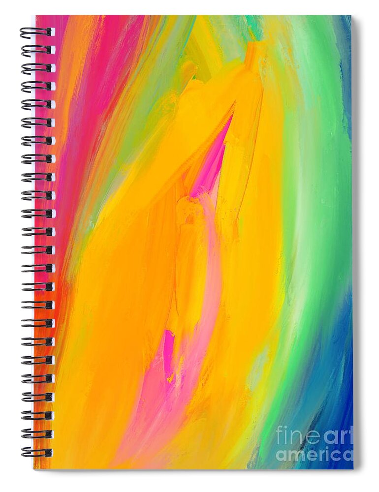 Abstract Spiral Notebook featuring the digital art Jackfruit Love - Modern Colorful Abstract Digital Art by Sambel Pedes