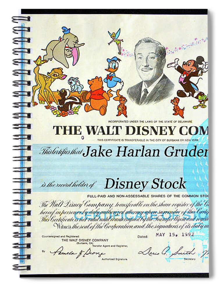  Spiral Notebook featuring the photograph Jake Harlan Gruder stock certificate by David Lee Thompson