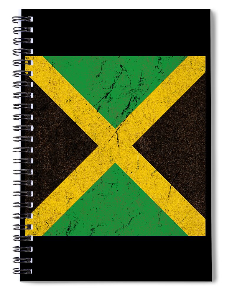 Funny Spiral Notebook featuring the digital art Jamaica Flag by Flippin Sweet Gear