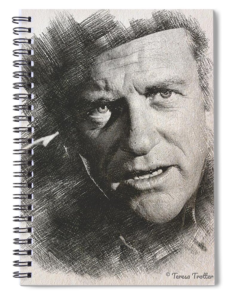 James Arness Spiral Notebook featuring the drawing James Arness Sketch by Teresa Trotter