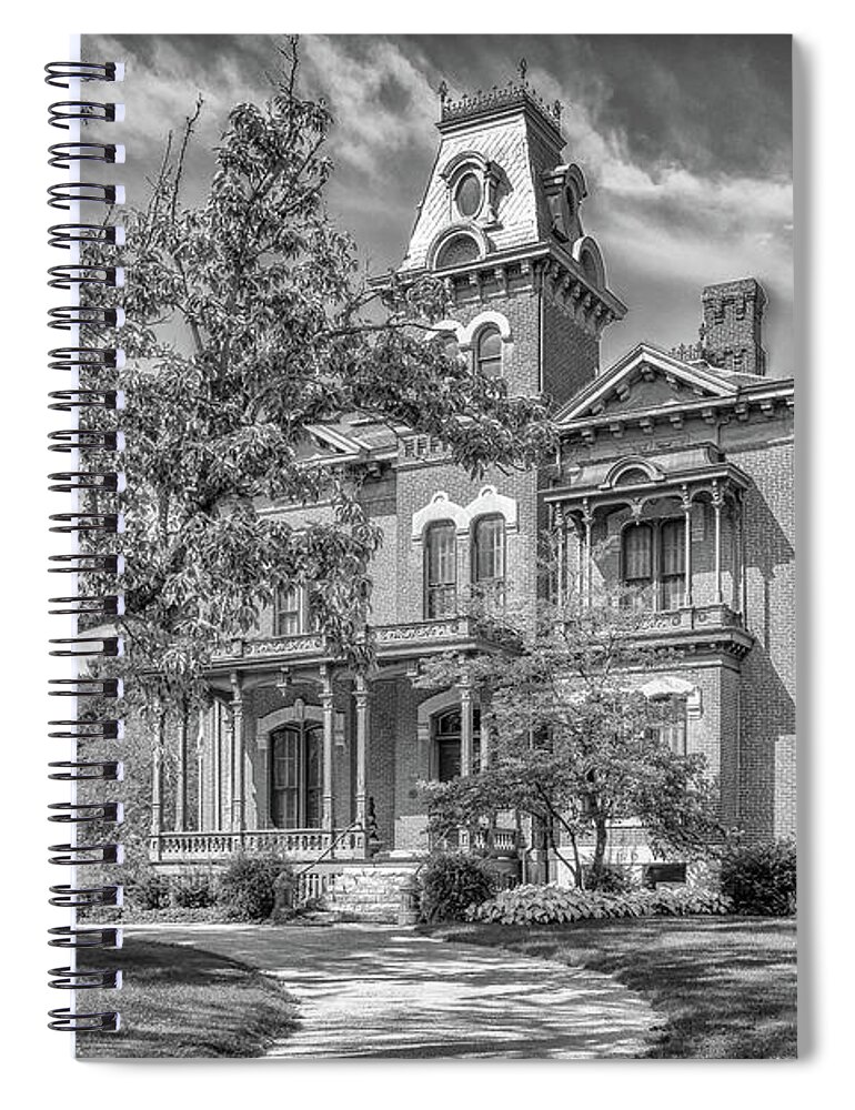 Millikin Homestead Spiral Notebook featuring the photograph James Millikin Homestead - Decatur, IL by Susan Rissi Tregoning