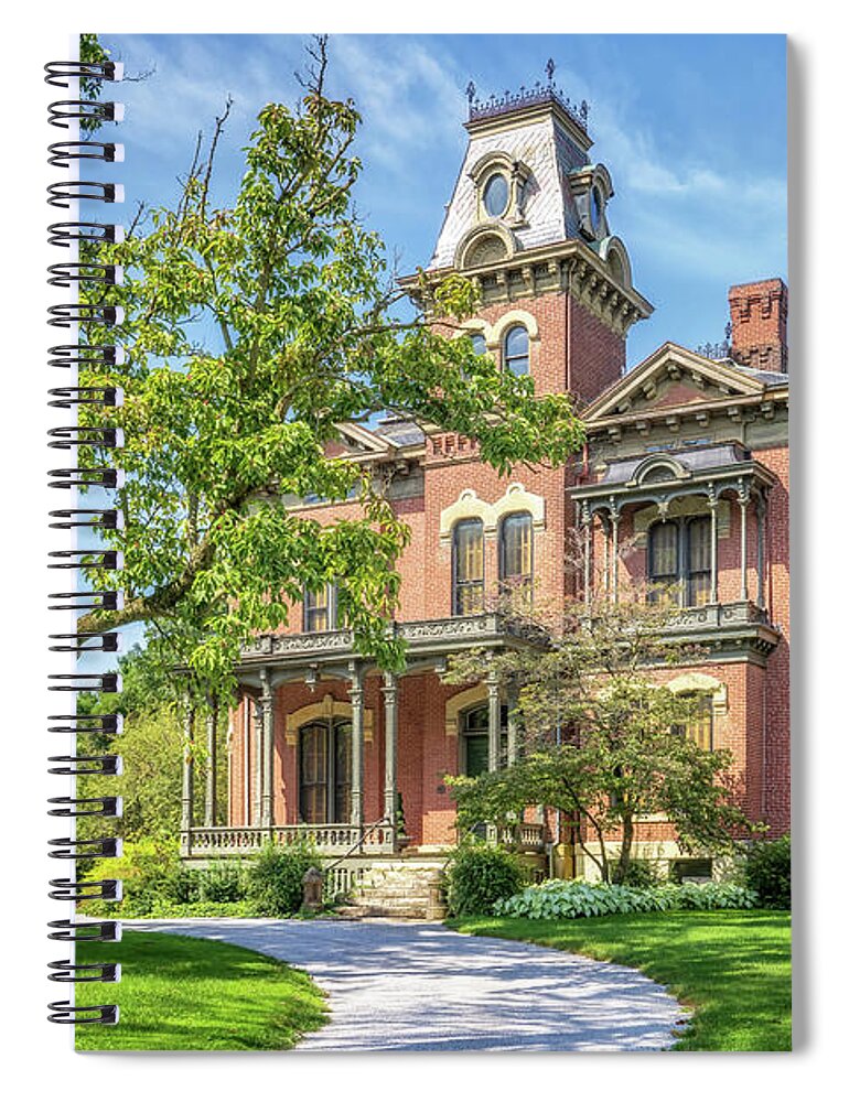Millikin Homestead Spiral Notebook featuring the photograph James Millikin Homestead - Decatur, Illinois by Susan Rissi Tregoning
