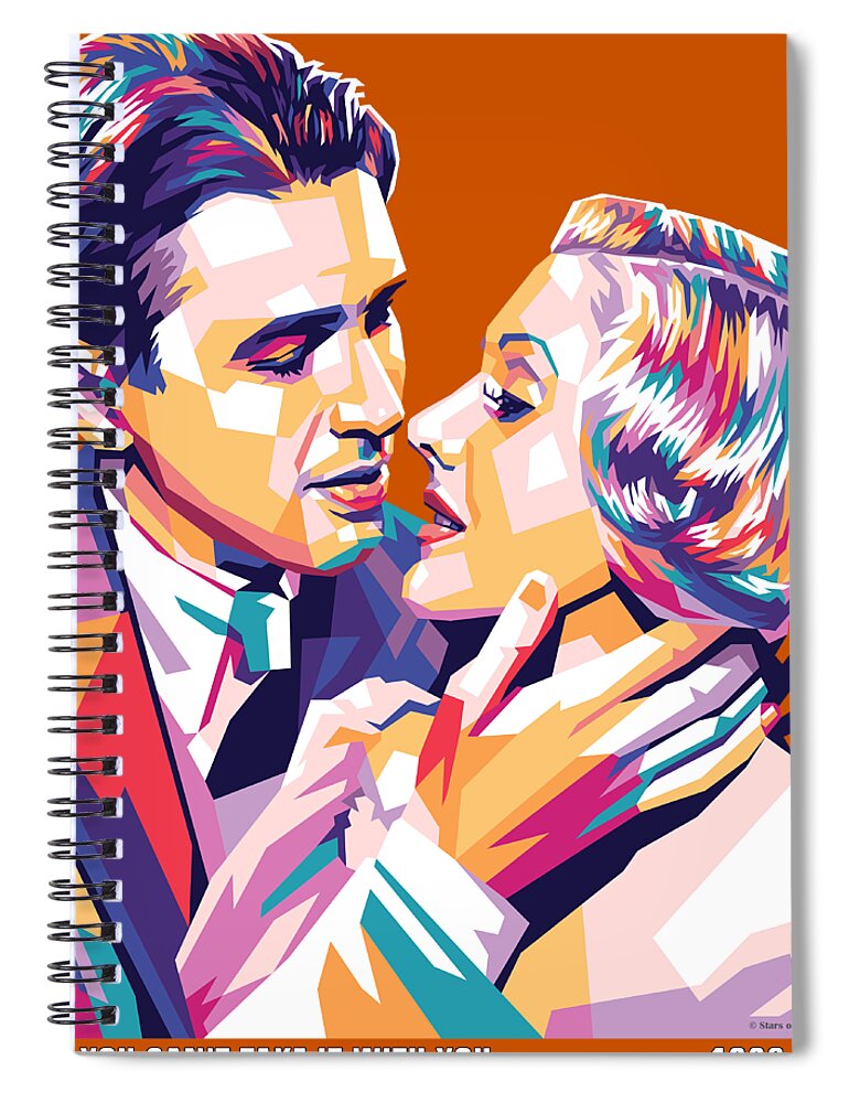 James Stewart Spiral Notebook featuring the mixed media James Stewart and Jean Arthur 1938 by Movie World Posters