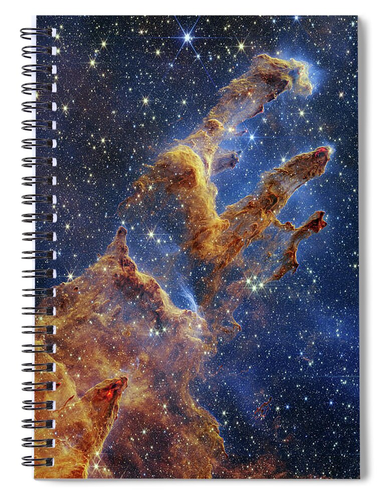 M16 Spiral Notebook featuring the photograph James Webb Pillars of Creation NIRCam by Sebastian Musial