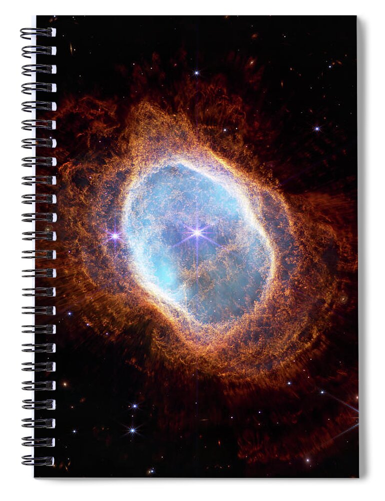 James Webb Telescope Spiral Notebook featuring the photograph James Webb Telescope - Southern Ring Nebula by Adam Romanowicz